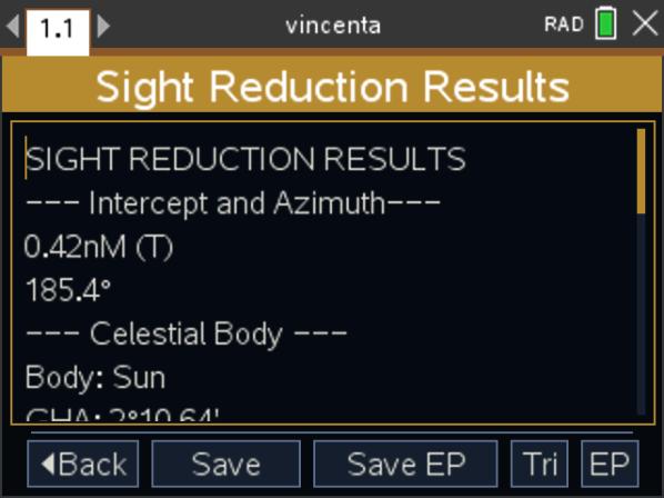 Vincenta reduction results screen