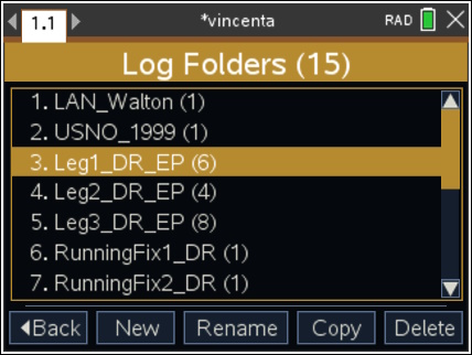 Vincenta Log Folders screen