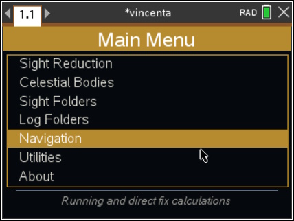 Vincenta main menu